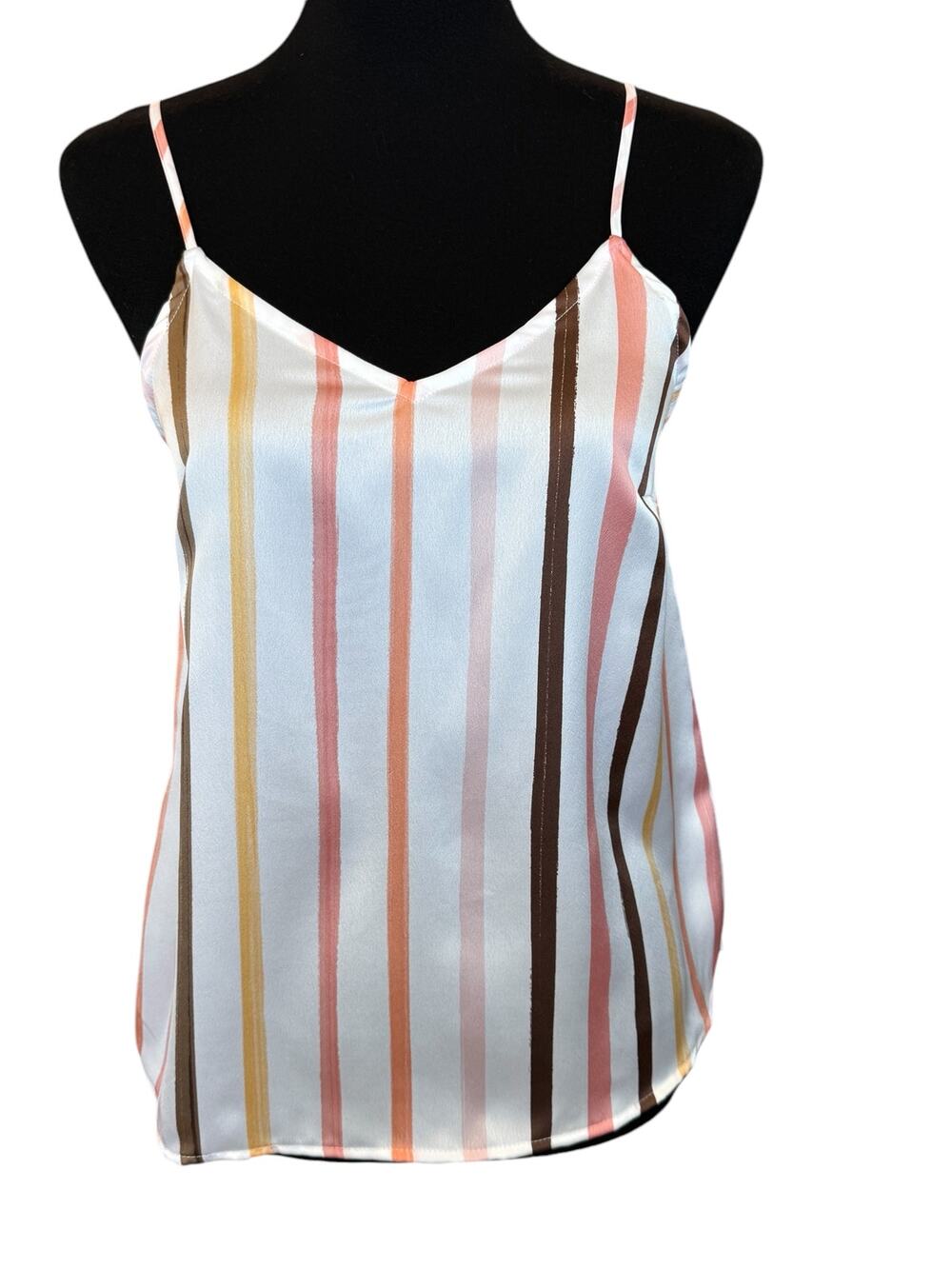 New ~ HALOGEN ~ Striped V neck Spaghetti Strap Top Size XS
